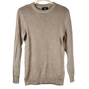 H&M Tan Beige Knit Crew Neck Tunic Sweater S